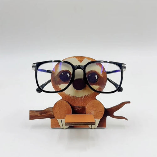 Cute Cartoon Animal Eyeglass Holder - Creative Wooden Sunglasses Stand for Home & Office Decor