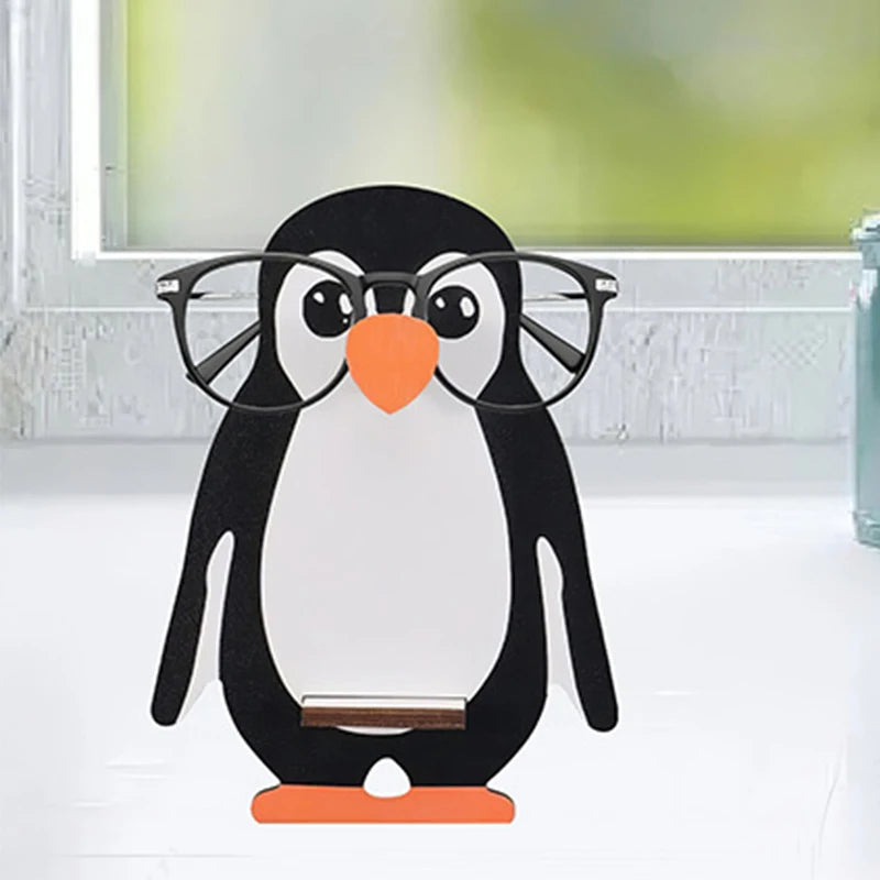 Cute Cartoon Animal Eyeglass Holder - Creative Wooden Sunglasses Stand for Home & Office Decor